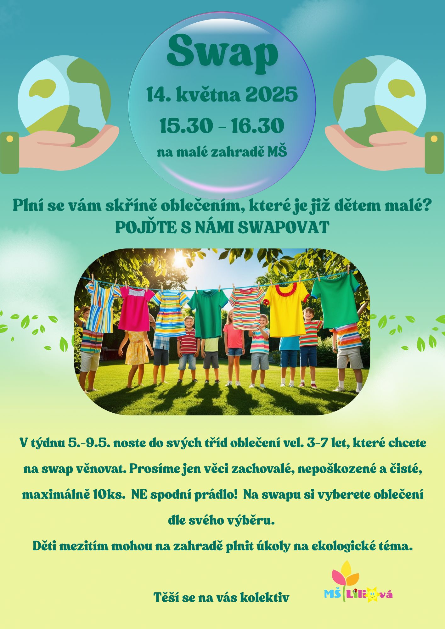 Výměnný bazar oblečení na zahradě MŠ